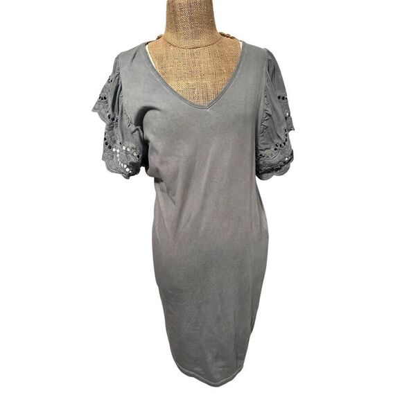 Bettina Liano Dresses & Skirts - Longo L’arno eyelet cap sleeve cotton dress grey XS Italian